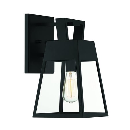 DESIGNERS FOUNTAIN Cooper 15 in 1Light Matte Black Outdoor Wall Lantern with Clear Glass Shade D244M-8OW-MB